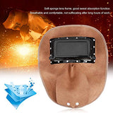 ▶ Capucha de soldador de cuero, equipo de protección de casco de soldadura, protector facial, gorra de trabajo, filtro solar de atenuación automática