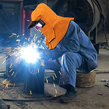 ▶ Capucha  soldador de cuero, capucha de soldador de cuero, casco de soldador con lente de filtro de oscurecimiento automático, casco de soldadura de gorra de trabajo, amarillo (cara completa + cobertura de hombro del cuello)