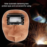 ▶ Capucha de soldador de cuero, equipo de protección de casco de soldadura, protector facial, gorra de trabajo, filtro solar de atenuación automática