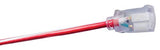 ▶ Extencion electrica grado de contratista de 100 pies; cable de extensión de 12/3 con extremo iluminado; cable de extensión rojo, blanco y azul, fabricado en Estados Unidos, para uso en interiores y exteriores, resistente al agua