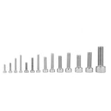 135pcs fijar M2.5 M3 M4 M5 M6 M8 304 tornillos de casquillo de cabeza hexagonal de acero inoxidable con caja de plástico transparente