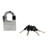 ▶ URREA Candado de Acero Antipalanca, Llave de Discos, Cromo Satinado, 50 mm