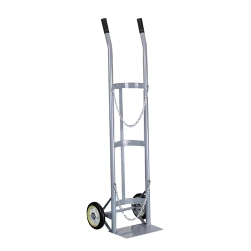 Carrito Resistente con Ruedas para Tanques de oxígeno, Soporte metálico para Cilindros de 40/50 L, Cadenas Ajustables, Carretilla portátil para fácil Movilidad (Gris)