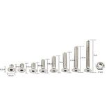 Tornillos de cabeza hexagonal de acero inoxidable 300pcs M2.5 A2 Perno con surtido de tuercas hexagonales, rosca completa, acabado sencillo (C: cabeza plana)