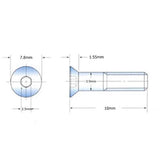 50 tornillos planos M4 12.9 tornillos hexagonales de cabeza plana, tornillos hexagonales de cabeza hexagonal, tornillos Allen dorados (10 mm)
