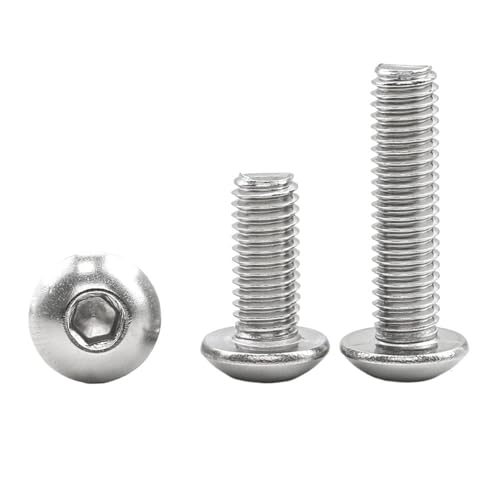 Juego de tornillos de cabeza redonda hexagonal de acero inoxidable de 55 piezas - M2 M3 M4 M5 M6 M8 M10 Tornillos Allen de cabeza de botón for uso en motocicletas y automóviles(25mm,M2 55pcs)