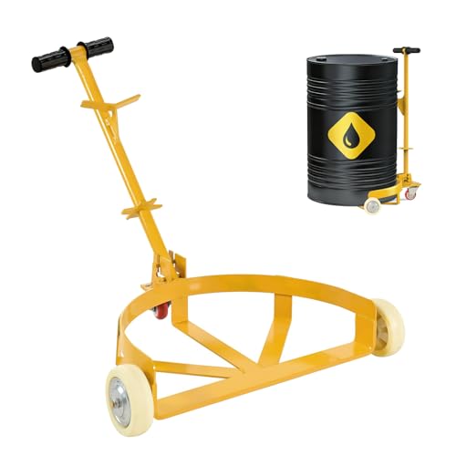 Carrito de tambor de 55 galones, capacidad de 1200 libras, tambor de acero resistente con llave 4 en 1 y mango ajustable en altura, ruedas giratorias carro de tambor de aceite para garajes, almacén