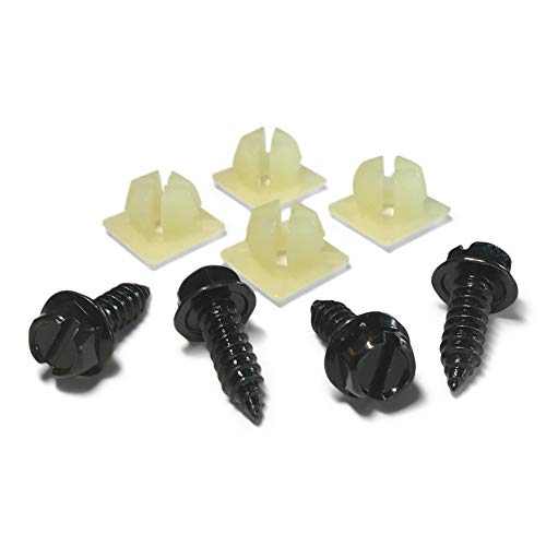 🔩 Kit de tornillos para matrícula, color negro, sujetadores de estilo OEM con retenedores de tornillo de nailon para montar placas delanteras y traseras en automóviles, SUV, camiones, tornillos