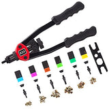 RZX - Kit de remache de 13 pulgadas para tuerca/rosca, remachadora de mano, remachadora de mano M5 M6 M8 SAE 10-24, 1/4-20 y 5/16-18 W/60 piezas