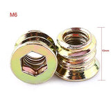 Tyenaza 20 Piezas M6 x 10 mm Tuercas para Madera, Remaches de Tuerca, Tuercas de Inserción para Madera, Tuercas de InsercióN Hexagonales de Acero al Carbono Roscadas para Muebles de Madera