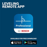 ▶ BOSCH  Láser de línea cruzada de haz verde conectado máximo de 12 V con puntos de plomera, Bluetooth, durabilidad IP65, alcance de 125 pies, tecnología VisiMax, incluye batería y cargador