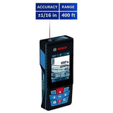 BOSCH GLM400C Blaze Medida láser conectada al aire última intervensión con visor, incluye 3 baterías AA, correa de mano y bolsa