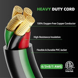 ▶ Cable de extensión RV/EV de 15 pies y 50 amperios con mango de agarre, cable de alimentación resistente de calibre 6/3+8/1 STW de 4 clavijas, NEMA 14-50P/R con organizador de cables para Tesla modelo 3/S/X/Y, negro y verde, listado ETL