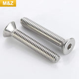 M&Z M8 x 35 Tornillos de cabeza plana, acero inoxidable 18-8 (304), acabado brillante, DIN 7991, unidad de enchufe Allen, 20 piezas