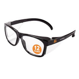 ▶ Ateojos de seguridad , con revestimiento antivaho, lentes transparentes, marco negro, unisex para hombres y mujeres (cantidad 12) KleenGuard™ V30 Maverick™ -