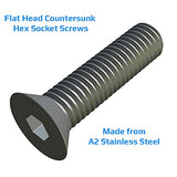 Tornillo Allen de cabeza avellanada M4 x 12, tornillos hexagonales de acero inoxidable, fijación de cabeza plana, tornillos de 4 mm, adecuados para metal, construcción, instalación, bricolaje (25