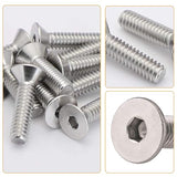 M&Z M6 x 10 tornillos de cabeza plana, acero inoxidable 18-8 (304), acabado brillante, DIN 7991, unidad de enchufe Allen, 25 piezas