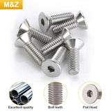 M&Z M8 x 35 Tornillos de cabeza plana, acero inoxidable 18-8 (304), acabado brillante, DIN 7991, unidad de enchufe Allen, 20 piezas