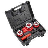 ▶ Roscador de tubos de carraca con 3 troqueles, NPT de 1/2 pulgadas, NPT de 3/4 pulgadas, herramienta de enhebrado de tubo de carraca NPT de 1 pulgada, juego de enhebradores portátiles