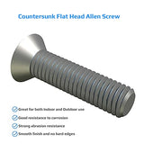 Tornillo Allen de cabeza avellanada M4 x 12, tornillos hexagonales de acero inoxidable, fijación de cabeza plana, tornillos de 4 mm, adecuados para metal, construcción, instalación, bricolaje (25