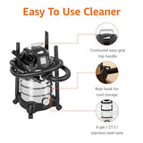 Amazon Basics - Aspiradora húmeda y seca de acero inoxidable de 3.5 HP de 6 galones