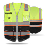 Chaleco Seguridad Industrial Chalecos Reflejante con Bolsillo Multiusos y Bandas Reflectantes Amarillo-M