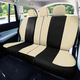 ▶ Juego de fundas de asiento COMBO con funda para volante y almohadilla para cinturón de seguridad (compatible con airbag y asiento dividido en beige/negro)