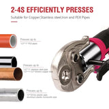 ▶ Herramientas de prensado de tubos eléctricos con 4 mordazas de prensa Pro de 1/2 pulgadas 3/4 pulgadas 1 pulgada para tubos de cobre, crimpadora automática duradera con 2