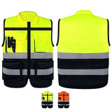 Breteil Chaleco de Seguridad Premium Chalecos de Alta Visibilidad Industrial Transpirable y Suave con Bolsillo Multiusos Amarillo-XXXL