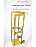 Carretilla De Transporte De Oxígeno, Soporte para Tanque De Oxígeno, Carrito Rodante para Tanque De Oxígeno, Organizador De Cilindros De Metal con Cadena Y Asa, Amarillo, 27 Cm/10,63 Pulgadas