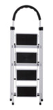 ▶ Escalera Plegable De 4 Peldaños, Aluminio, Escalera de Tijera para Interior y Exterior, Portátil Multifuncional