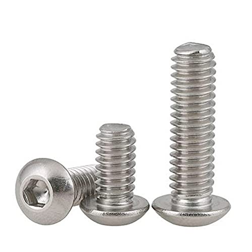 Tornillos de cabeza de botón 8-32 x 1, acero inoxidable 18-8 (304), acabado brillante, accionamiento hexagonal Allen (50 piezas)
