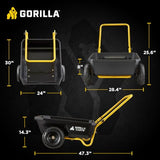Gorilla Carts GCR-4 - Carro de volquete, Carro de jardín de 2 Ruedas con Mango Plegable, 4 pies cúbicos, 300 Libras Capacity, Negro/Amarillo Gorilla Carts GCR-4 -