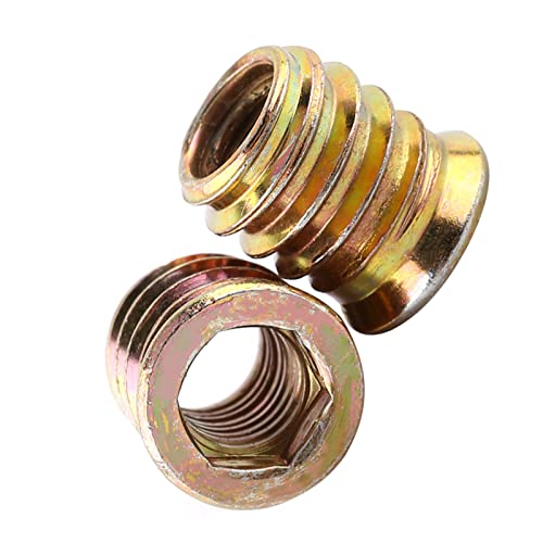 Tyenaza 20 Piezas M6 x 10 mm Tuercas para Madera, Remaches de Tuerca, Tuercas de Inserción para Madera, Tuercas de InsercióN Hexagonales de Acero al Carbono Roscadas para Muebles de Madera