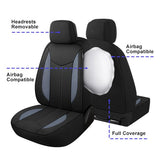 ▶ Fundas impermeables para asientos de auto, fundas de asiento completas de neopreno compatibles con asiento dividido, ajuste universal para autos, camiones, SUV (negro/gris)