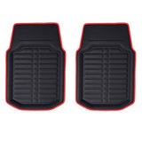 ▶ Tapetes de Cuero sintético para Coche, Resistentes, Rojo/Negro