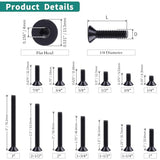 Tornillos de cabeza plana de 1/4-20 x 1/2 pulgadas negro, unidad hexagonal Allen, acero inoxidable 304 18-8, acabado recubierto negro, resistente a la corrosión, rosca completa, rosca gruesa, 25