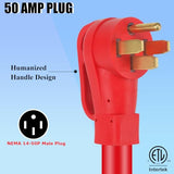 ▶ Cable de extensión para RV de 50 amperios, 30 pies, NEMA 14-50P/SS2-50R, bloqueo giratorio con adaptador de 30 M/50F, calibre 6/3+8/1, cable de extensión de alimentación para generador de RV/generador