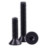 Tornillos de cabeza plana de 1/4-20 x 1/2 pulgadas negro, unidad hexagonal Allen, acero inoxidable 304 18-8, acabado recubierto negro, resistente a la corrosión, rosca completa, rosca gruesa, 25