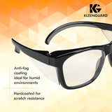 ▶ Ateojos de seguridad , con revestimiento antivaho, lentes transparentes, marco negro, unisex para hombres y mujeres (cantidad 12) KleenGuard™ V30 Maverick™ -
