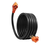 ▶ Cable de extensión para RV de 50 amperios, 15 pies, Resistente STW 6/3+8/1 AWG RV, NEMA 14-50R Hembra NEMA 14-50P Macho Enchufe, para caravanas, generadores, campistas, listado ETL