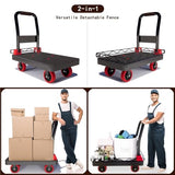 Carretilla Camiones De Plataforma For Trabajo Pesado, Carros De Plataforma, Carritos De Empuje Carrito Plegable con Ruedas