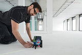 BOSCH GCL100-80CG 100 pies 12 V Max Connected Green-Beam Cross-Line Laser, incluye batería de iones de litio de 2.0 Ah 12 V y cargador, montaje giratorio magnético, bolsa resistente, estuche de