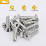 M&Z M6 x 10 tornillos de cabeza plana, acero inoxidable 18-8 (304), acabado brillante, DIN 7991, unidad de enchufe Allen, 25 piezas