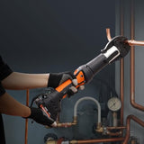 ▶ Herramienta de prensa y batería, herramienta de prensa profesional, herramienta de prensado de tubos eléctricos con mordazas de 1/2 pulgadas, 3/4 pulgadas, 1 pulgada, kit de herramientas de