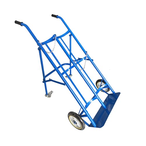 Carretilla de Mano Plegable de 4 Ruedas para Gas de Soldadura con 2 Cadenas Protectoras, Soporte para Tanque de oxígeno, Carrito de Movilidad con Capacidad par,