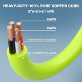 ▶ Cable generador de 50 amperios, cable de extensión de 10 pies 50 A RV con bloqueo giratorio hembra, 4 puntas NEMA 14-50P a SS2-50R resistente calibre 6/3+8/1 AWG STW WireWire para RV Camper y casa