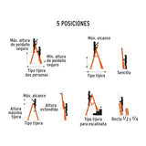 Escalera de combinación, tipo ll, 13 escalones