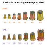 Kit de tuerca de remache 1/4 20 – Kit de tuerca de remache remache roscado de acero al carbono Kit de tuerca de inserción roscada de cabeza plana (1/4-20 tuerca de remache 115P)