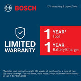 ▶ BOSCH  Láser de línea cruzada de haz verde conectado máximo de 12 V con puntos de plomera, Bluetooth, durabilidad IP65, alcance de 125 pies, tecnología VisiMax, incluye batería y cargador